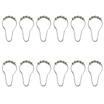 

12pcs Beaded Shower Curtain Hooks Portable Glide Shower Curtain Ring Hooks Waterproof Shower Curtain Bathrooms Accessories