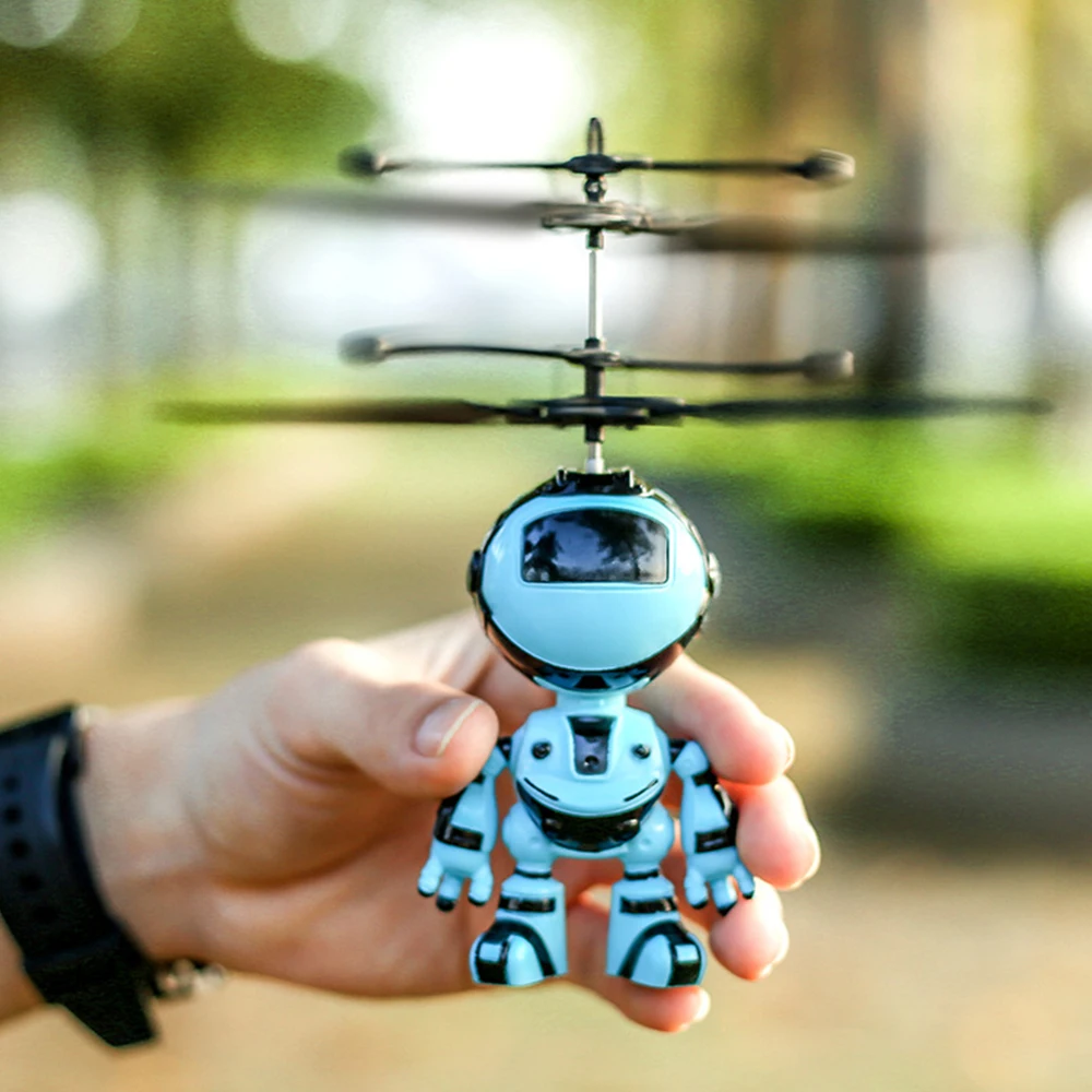 RC Hand Inductive Fly Robot Aircraft Recharging Infrared Induction Antistress Toy Kids Flash Light Up FlyToys