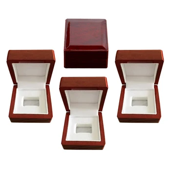 

4Pcs Wine Red Rings Box Jewelry Display Storage Travel Case For Wedding Gifts