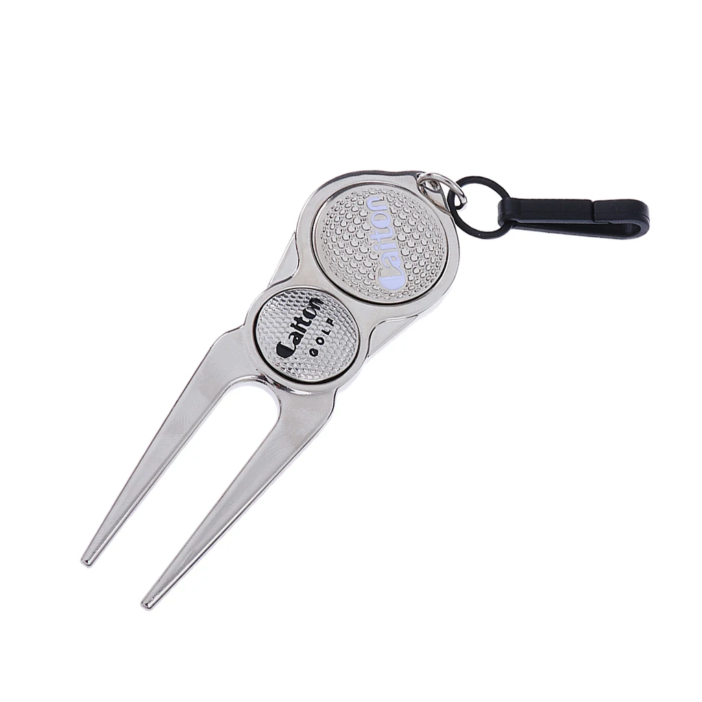 Portable Golf Divot Repair Tool with Magnetic & Detachable Ball Marker Zinc Alloy Golfer Kit