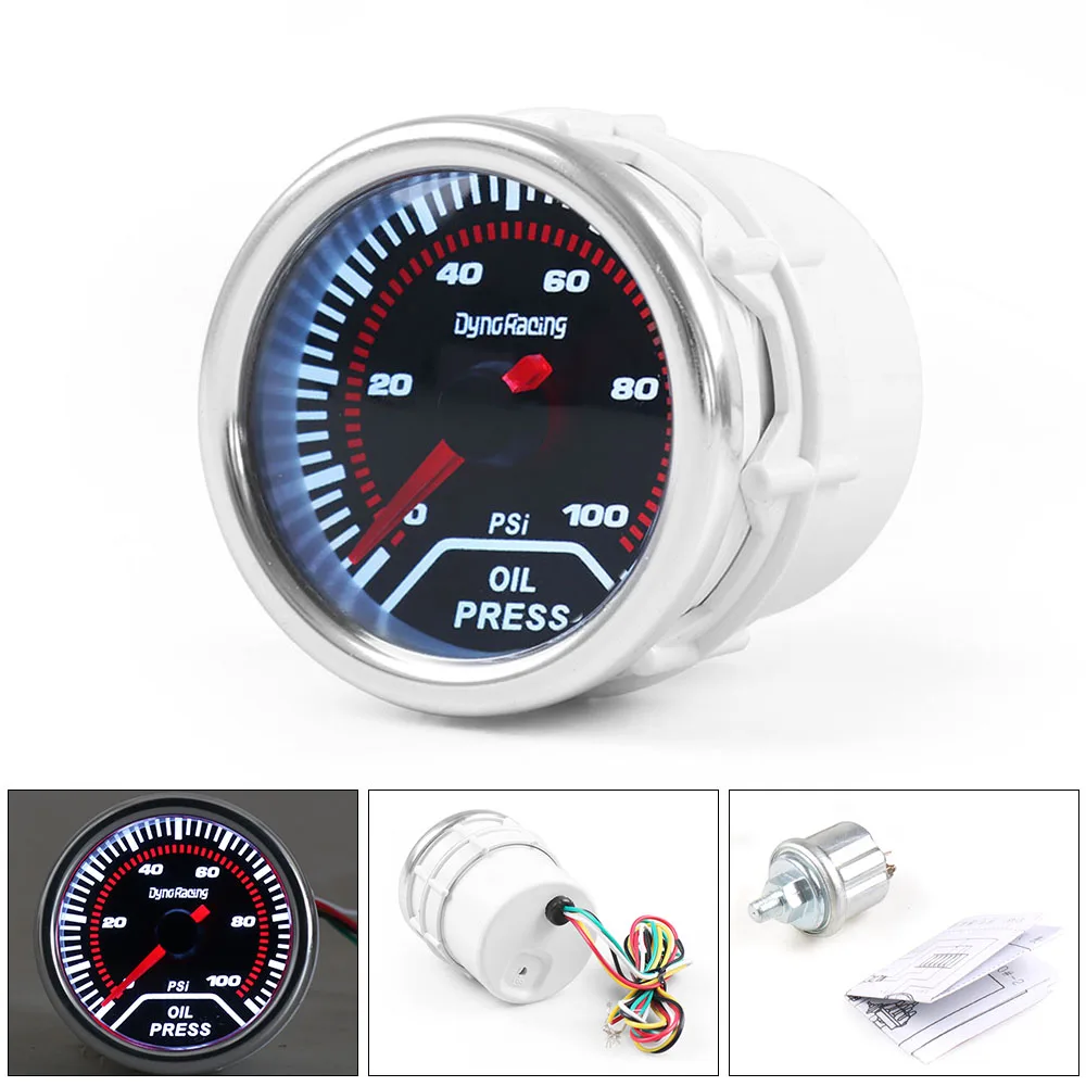 Dynoracing 2 &quot52 мм Автомобильный дымовой объектив датчик давления масла 0 100 PSI