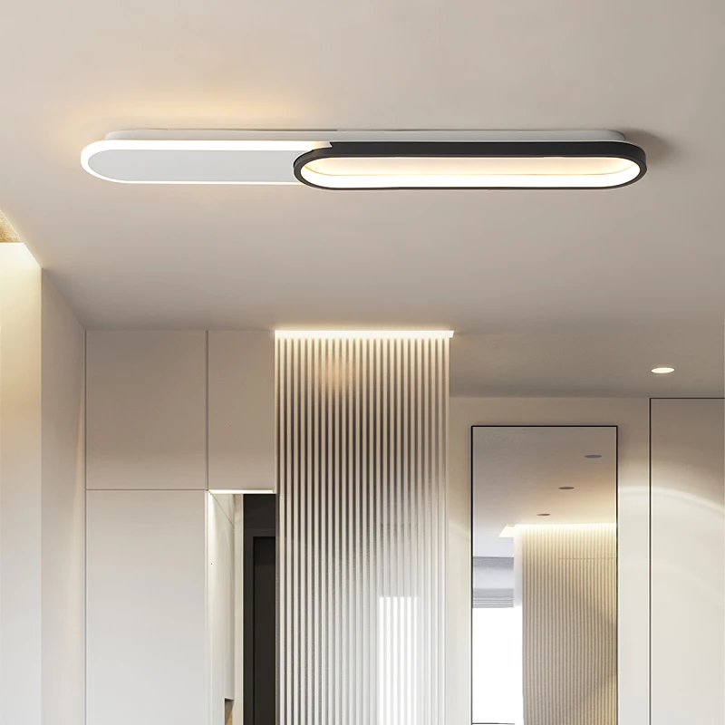 Modern LED Ceiling Light Rectangle office aisle balcony hall Lighting Fixture 110V 220V Black and White
