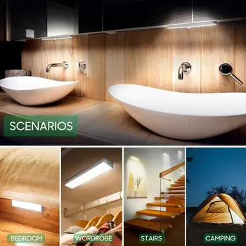 

Double Row Wardrobe Lights Thin 20LED Cabinet Lights Night Light Sensor Dimmable Infrared Lights Bedroom Rechargeable K9U9