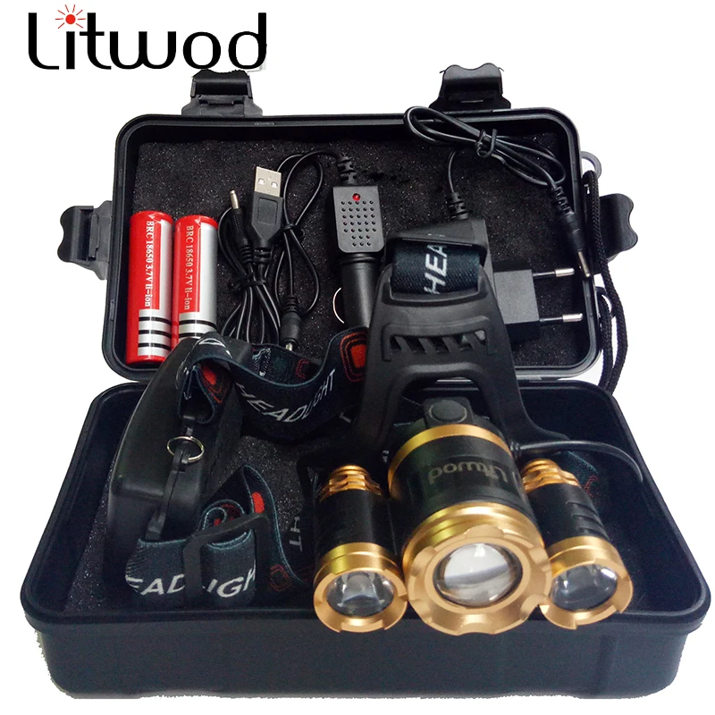 

Zoomable Led Headlamp 747-TJ3D Headlight Head Flashlight Torch Lamp XM-L T6 18650 Battery+charger+USB cable+Gift Box