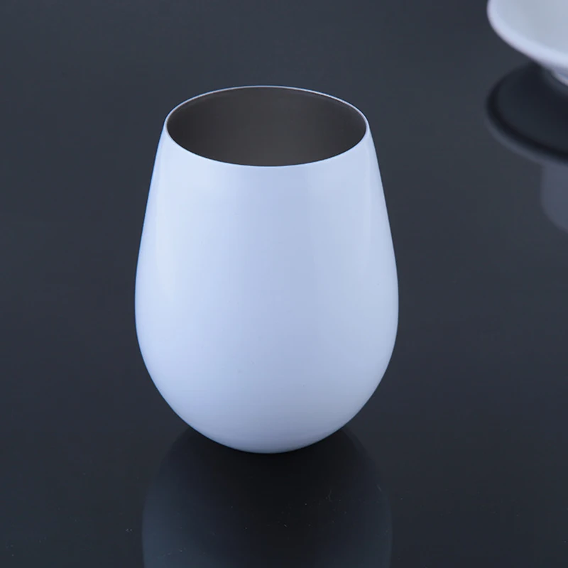 Белый Нержавеющая сталь Stemless бокал для вина напитки виски небьющиеся очки Плоская стопа чашка с герметичными чашки для пикника - Цвет: Белый