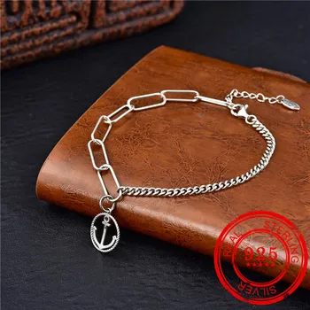 

Jewelry 100% Sterling Silver 925 Bracelet Anchor Pendant Handmade Chain Boutique Wedding Gift Luxury Party Silver 925 Bracelet
