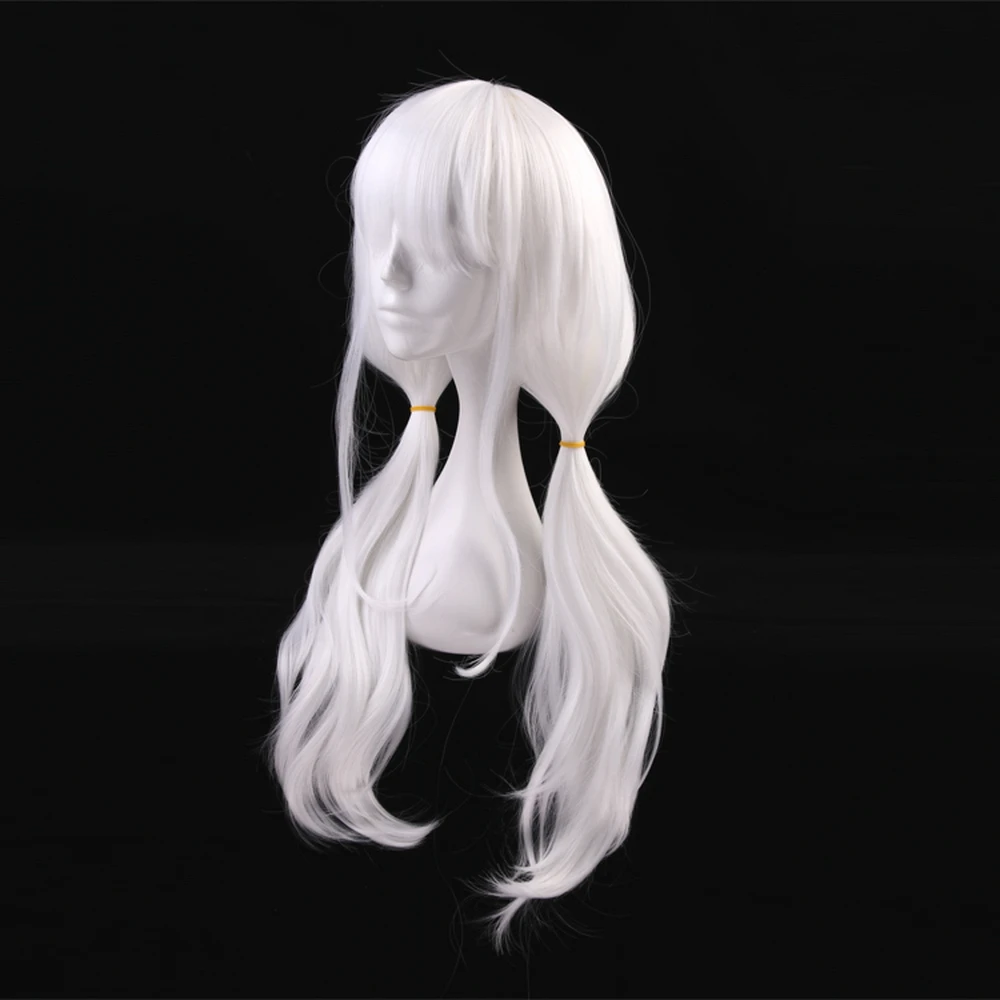 70 см белые волнистые Длинные Синтетические волосы Danganronpa V3 Angie Yonaga Anjii Аниме