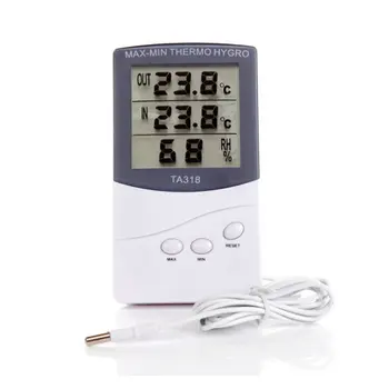 

LCD Indoor Outdoor Digital Thermometer Hygrometer Humidity Display C/F Temperature Humidity Meter Monitor Alarm Clock
