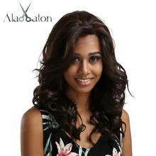 ALAN EATON, черные, коричневые синтетические волосы на кружеве, парики, длинные волнистые кружевные передние парики, боковая часть, парики для черных женщин, афро косплей