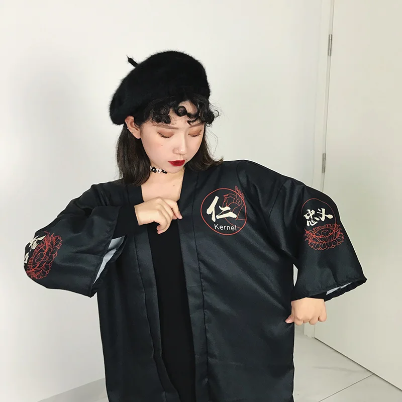 Японское кимоно женское традиционное платье кардиган рубашка Harajuku Kawaii стиль свободный японский уличная SL1326