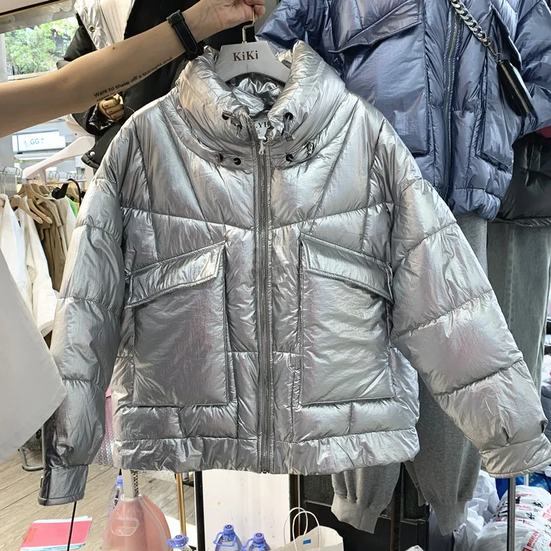 Модные яркие женские короткие свободные утолщенные куртки с хлопковой подкладкой, Женское зимнее пальто, женские повседневные теплые парки, куртка, верхняя одежда