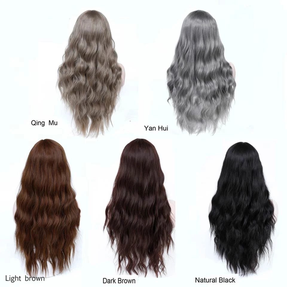 MEIFAN, длинные волнистые парики для женщин, средняя часть, термостойкие синтетические Косплей, костюм, цветной натуральный парик