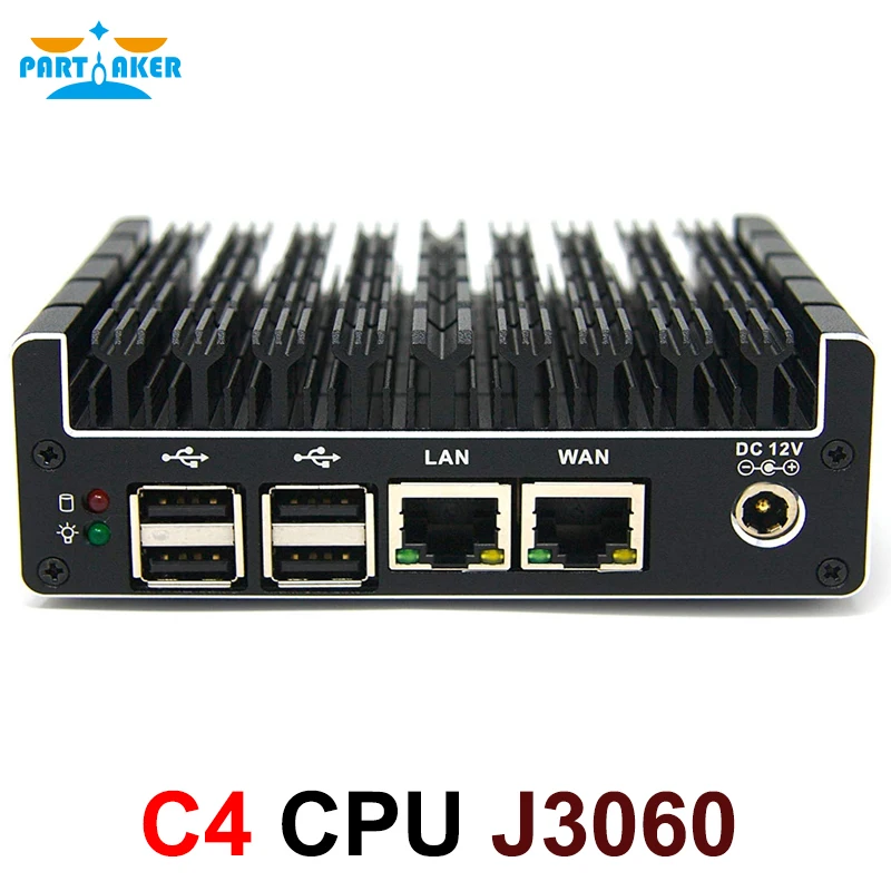 Partaker Firewall Micro Appliance Mini PC 2 LAN Port  Intel Dual Core J3060 CPU AES-NI 1*COM 2*HDMI 2*USB3.0 win 7 Linux minipc partaker intel j3060 fanless mini pc dual gigabit lan nuc case barebones computer linux support 2 hdmi aes ni pfsense vpn