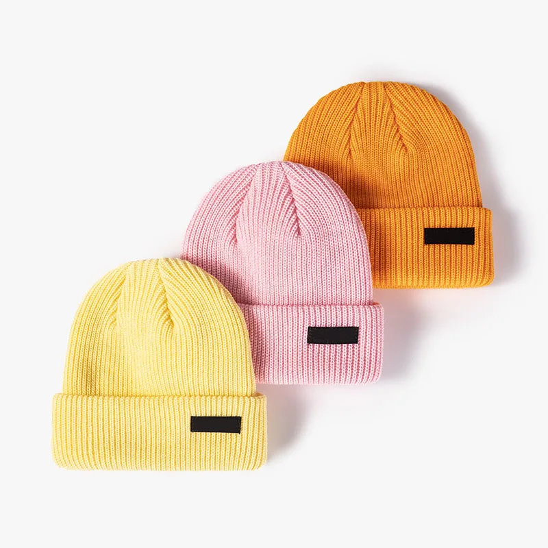 Simple Quality Warm Beanies for Women Men Winter Solid Color Knitting Hat Bonnet Candy Color Cap Winter Autumn skully with a brim