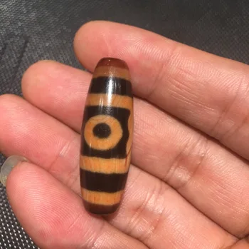 

LKbrother Talisman Treasure Rare Tibetan Oily Old Agate Orange Color 3 eye Totem dZi Bead