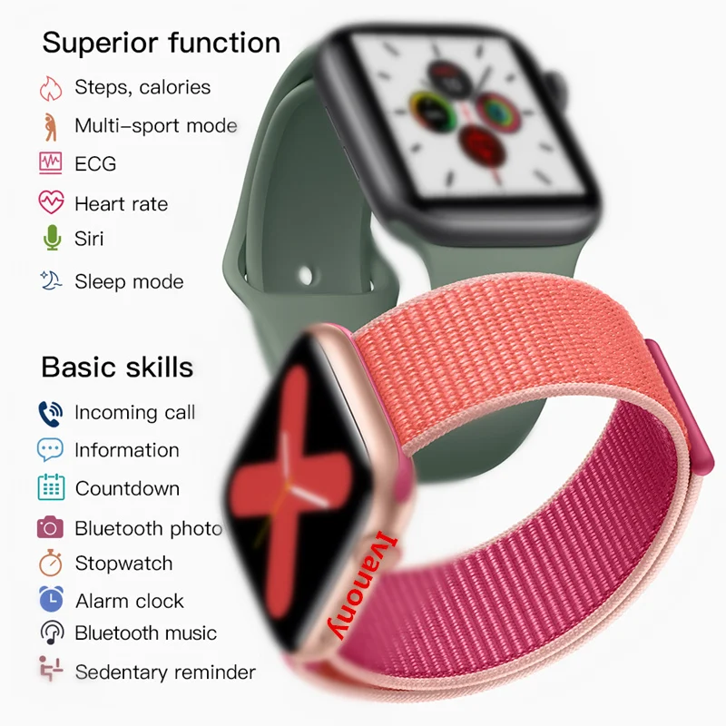 IWO 12, умные часы, серия 5, часы 5, 1:1, 44 мм, умные часы, Женский чехол, для Apple, iOS, Android, телефона, сердцебиение, ЭКГ, лучше, VS IWO11