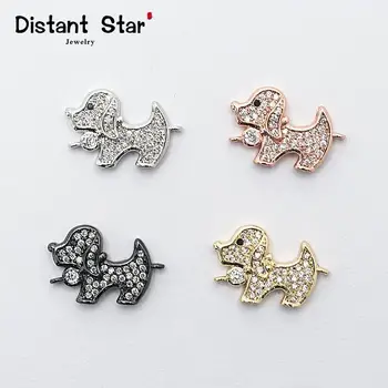 

high quality dog bracelet connector accessories for making charms jewelry bracelet copper cubic zirconia micro pave cz wholesale
