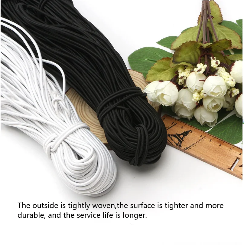 1mm 2mm 3mm 4mm White Black Round Elastic Bands Rubber Stitching