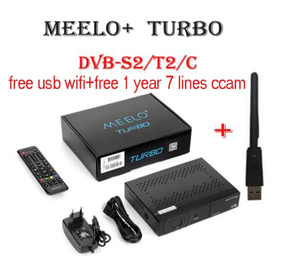 TURBO wifi CCAM MEELO TURBO DVB-S2/T2/C спутниковый ТВ приемник 1080P полный Linux OS 4K телеприставка MEELO BCM 73625 такой же как meelo one pro - Цвет: TURBO wifi CCAM