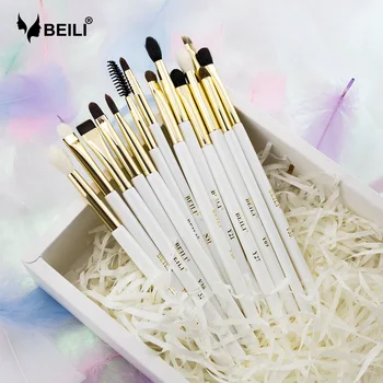 

BEILI Luxury 14pcs Eye Makeup brush set Pearl White Gold Natural XGF Goat Hair Eyebrow Blending Eyeshadow Eyeliner Make up Tools