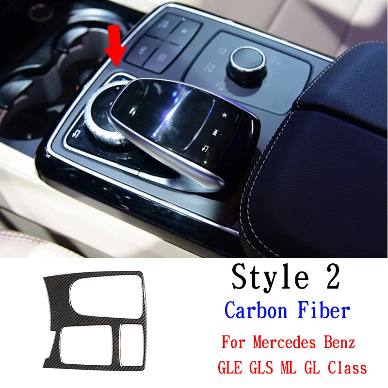 Style 2 Carbon Fiber Для GLGLS X166 2013-19 автомобильные аксессуары ABS центральное управление мультимедийная рамка украшение для Mercedes-Benz ML GLE W167 2012 - Название цвета: Style 2 Carbon Fiber
