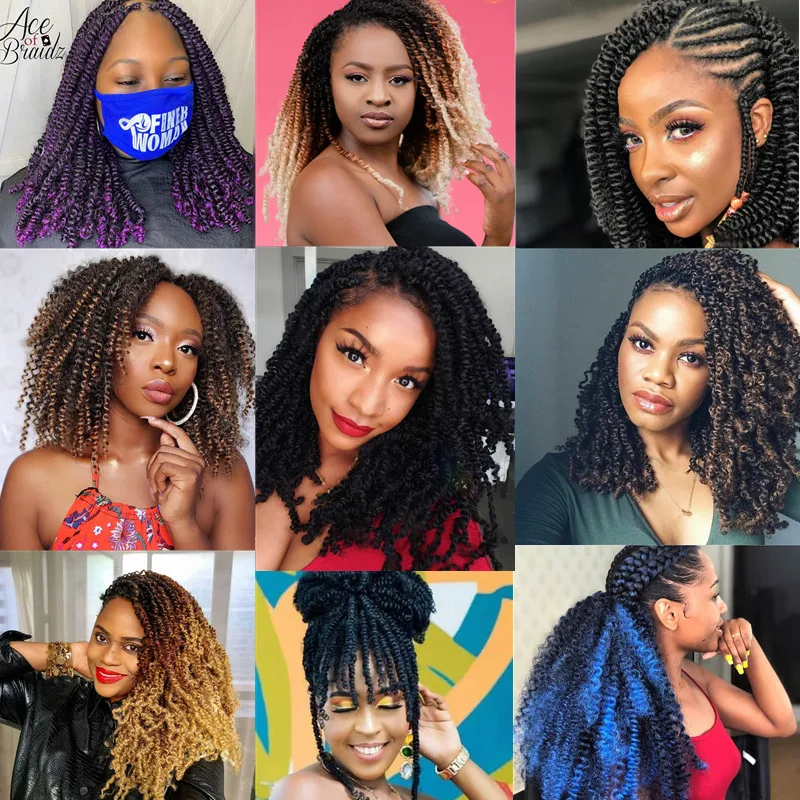 Full Star Synthetic Hair Extension Spring Twist Crochet Braids 8 Inch Bomb  Twist Black Ombre Red Blue Purple Color Passion Twist | Bohemian Passion Twist  Hair