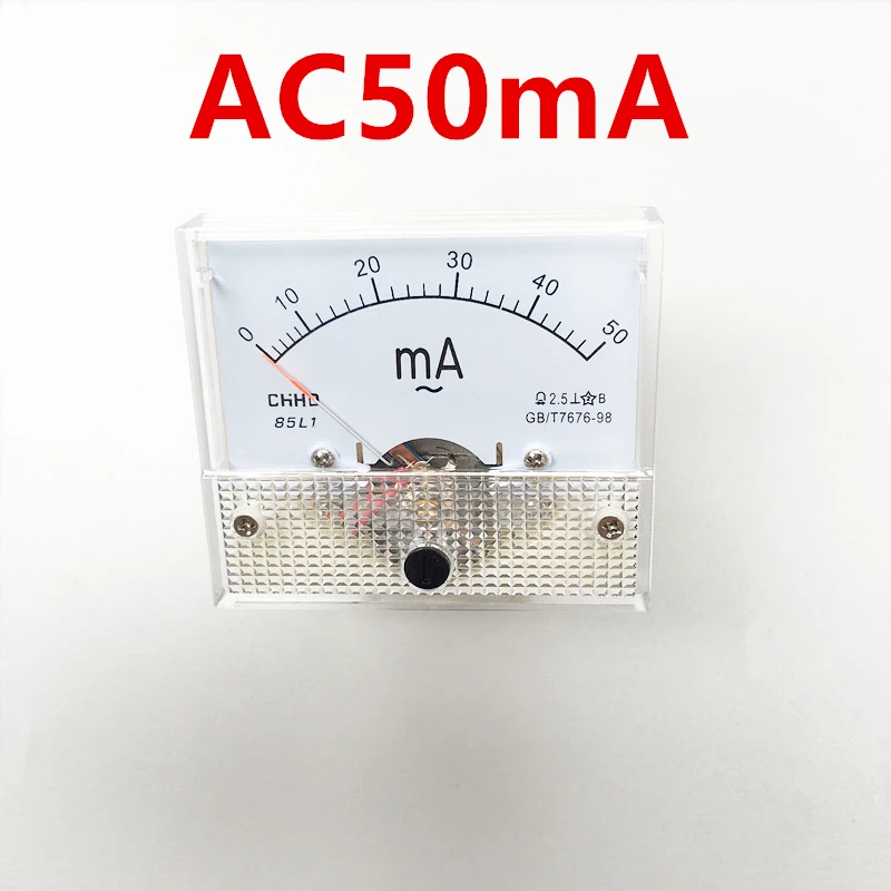 85L1 AC Analog Current Meter Panel 50mA 500mA 1A 5A 10A 20A 50A 100A Gauge Current Mechanical Ammeter wind measuring instrument