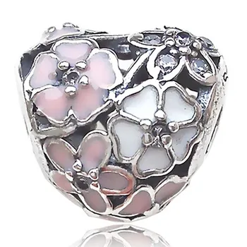 

Original Enamel Poetic Blooms Love Heart Beads Fit 925 Sterling Silver Bead Charm Bracelet Bangle Diy Jewelry