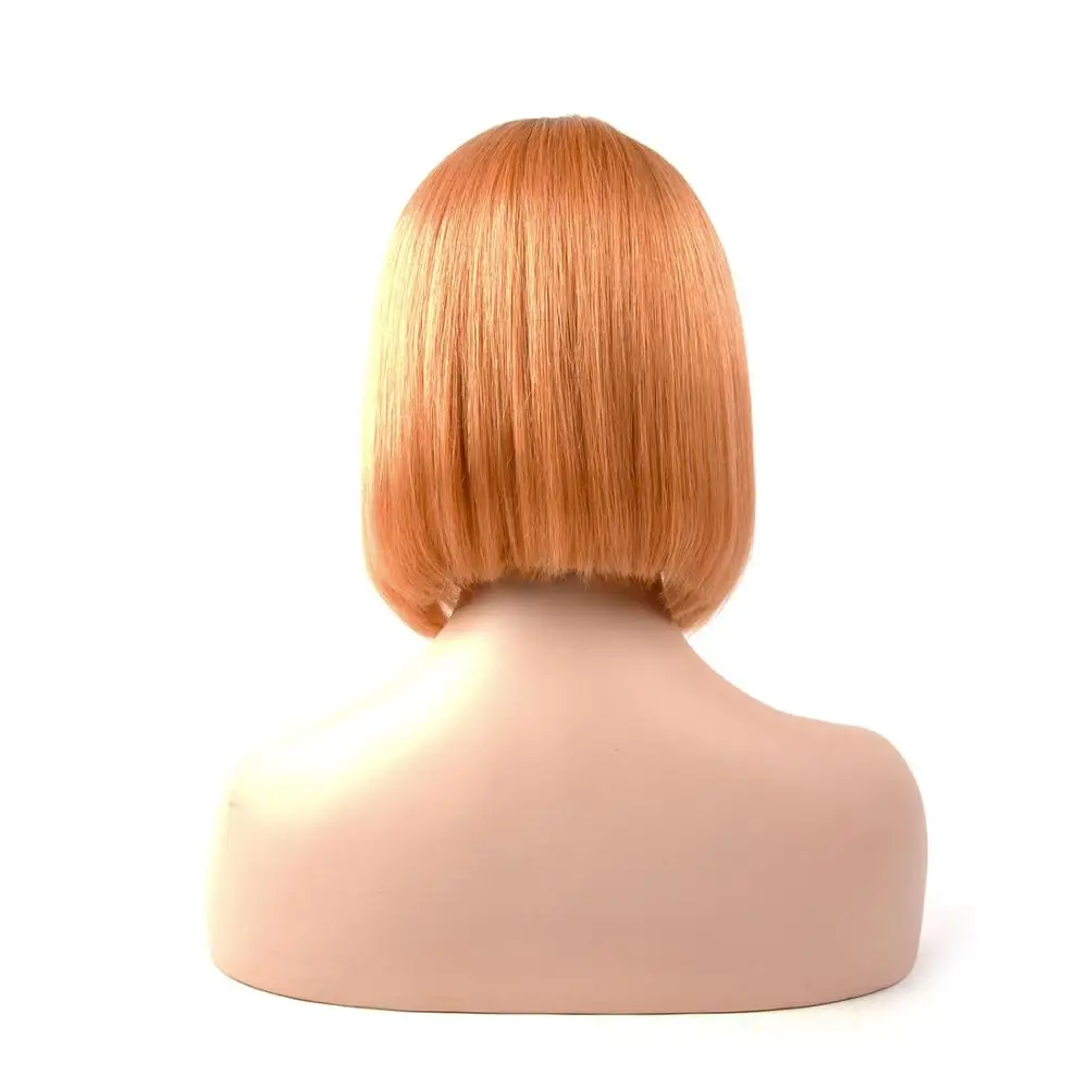 Rose Glod Vlasy 10 дюймов 130 г/шт. короткие прямые боб парики с детскими волосами Remy человеческие волосы половина шнурка парик предварительно сорванные волосы 150% Denisty - Цвет: Rose Glod