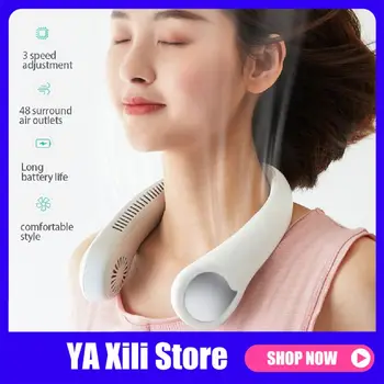 

Summer Air Cooling Neck Fan Bladeless Hanging Neck Fan Air Cooler Outdoor Sport Mini USB Rechargeable Neckband Fans Strong Wind