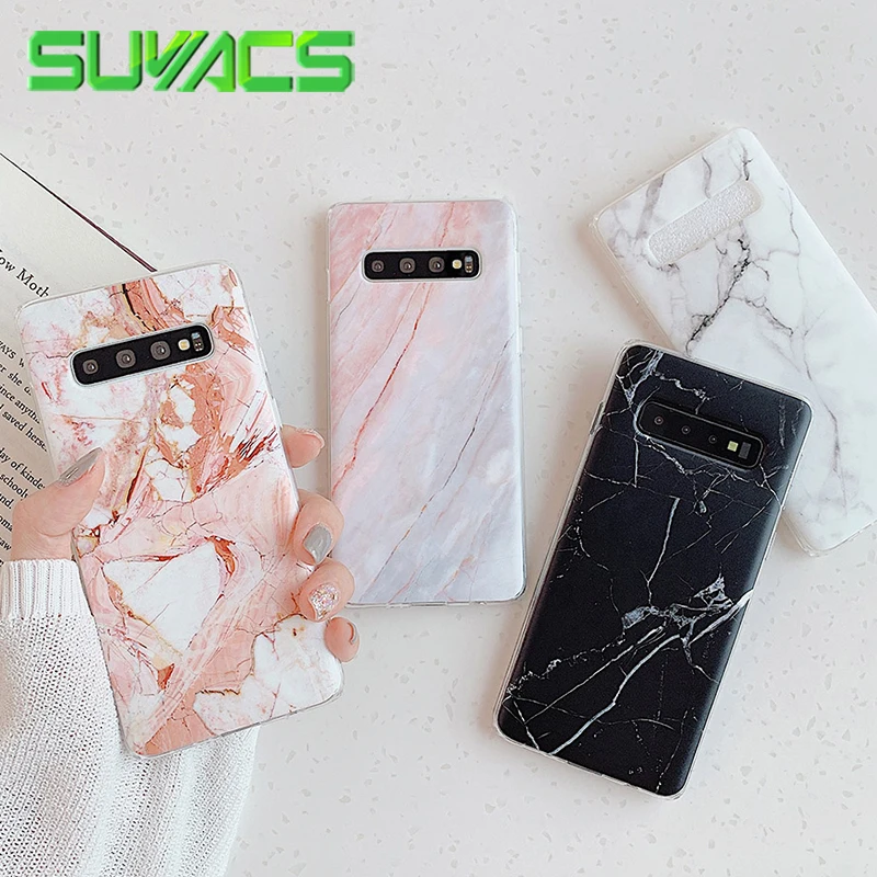 

SUYACS Vintage Marble For Samsung Galaxy A50 A70 A40 S10 Plus S10e S7Edge S8 S9 Note8 9 Smooth Plain Soft IMD Phone Housing Bag