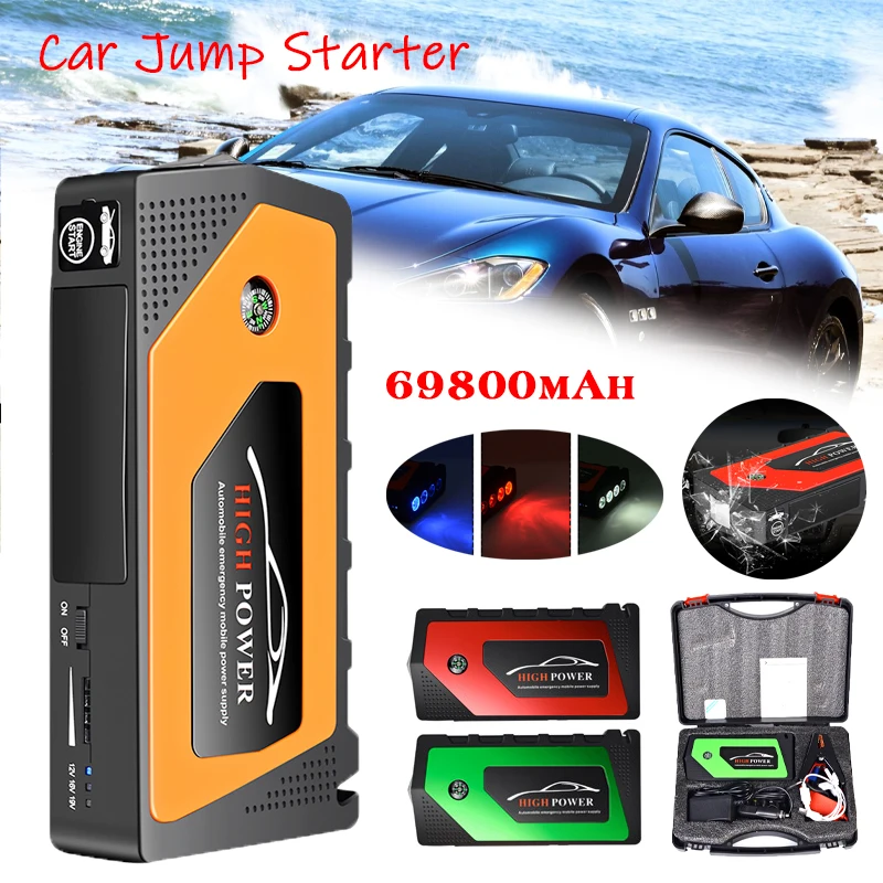69800mAh Car Jump Starter Battery 12V 600A Portable Car Emergency Battery Multi funtional Car