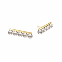 Баланс пучка стиль простой плюс серьги японский и корейский ряд 5 жемчужных сережек