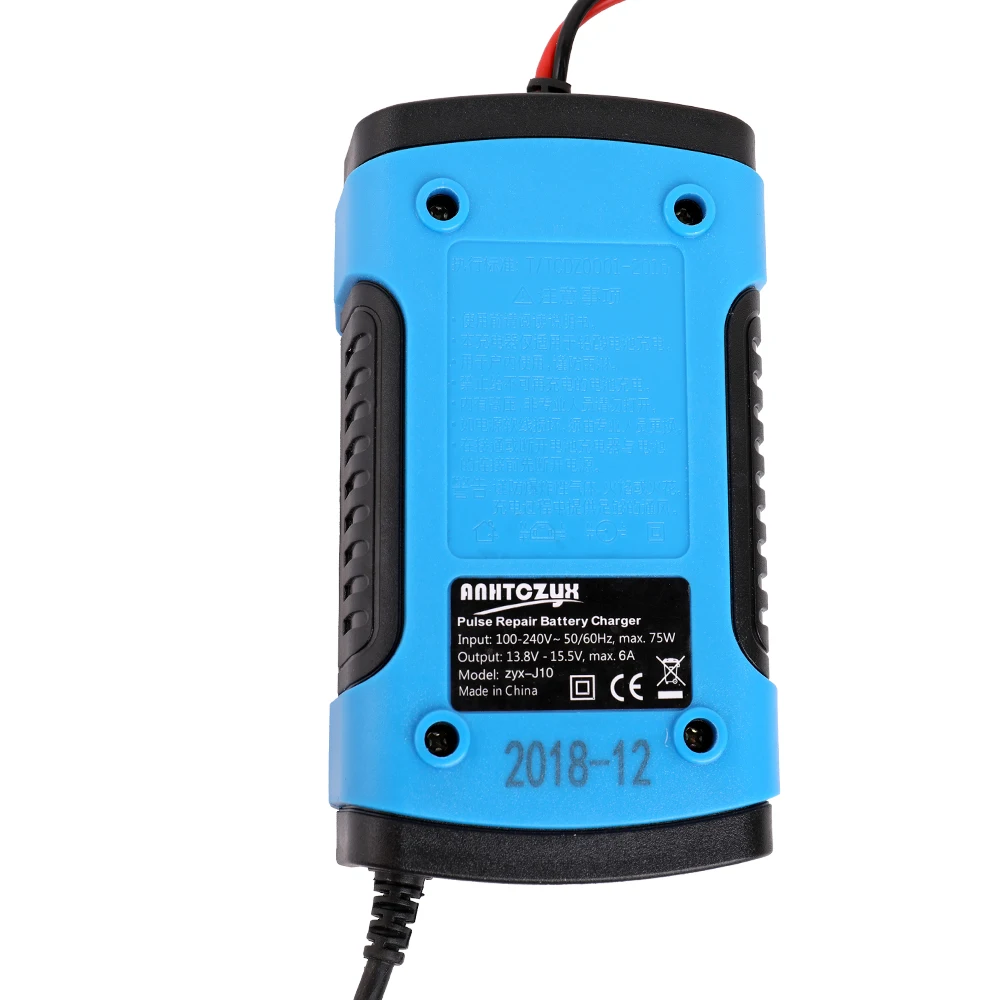 

Full Automatic Car Battery Charger 110V 220V 12V 6A Intelligent Fast Power Charging Pulse Wet Dry Lead Acid Digital LCD Display