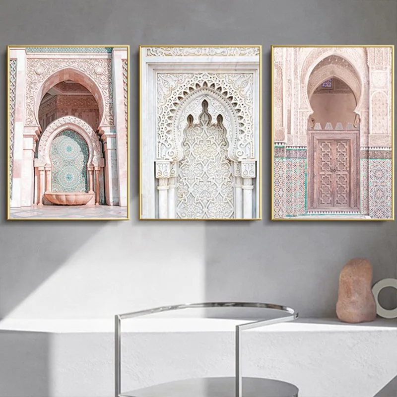 Moroccan-Door-Wall-Art-Gold-Quran-Arabic-Calligraphy-Canvas-Panting-Islamic-Architecture-Poster-Print-Wall-Pictures (3)