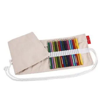 

Adeeing Colorful Large Capacity Canvas Cloth Solid Color Pencil Case Pouch Bag Curtains d18