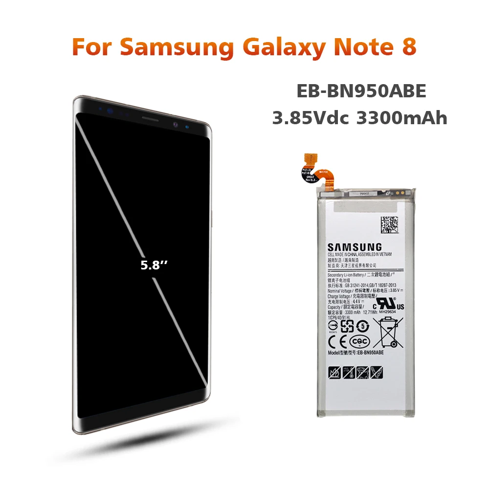 Аккумулятор для samsung N950 EB-BN950ABE 3300 мАч для samsung Galaxy Note8 N950F N950U N950A N950N Сменный аккумулятор для телефона