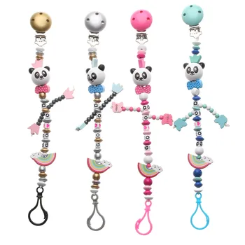 

1PC New Multicolor Panda Silicone Baby Pacifier Clip Rainbow Pacifier Chain For Baby Teething Soother Chew Toy