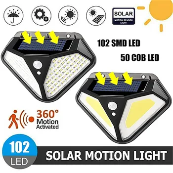 

Solar Lights Outdoor 102 LED Solar Motion Sensor Security Lights 270 Wide Angle Solar Garden Wall Lights Wireless Waterproof