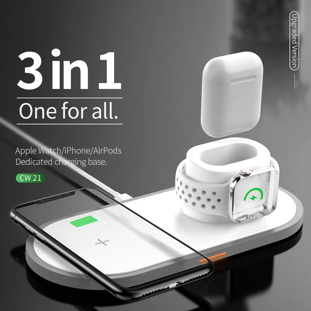 3 в 1 Беспроводное зарядное устройство для Apple Watch 4 2 быстрое airpods iPhone X XS MAX 8 QI