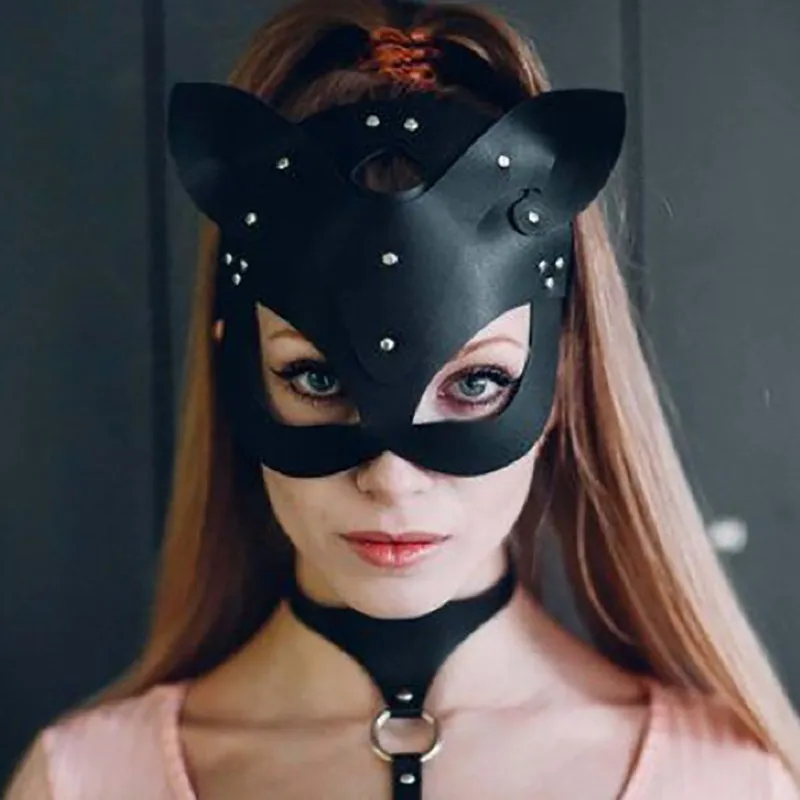 Женская сексуальная маска на половину лица, Кожаная маска для косплея кошки, кожаные маски для Хэллоуина, маскарада, бала, карнавала, вечерние, Необычные маски