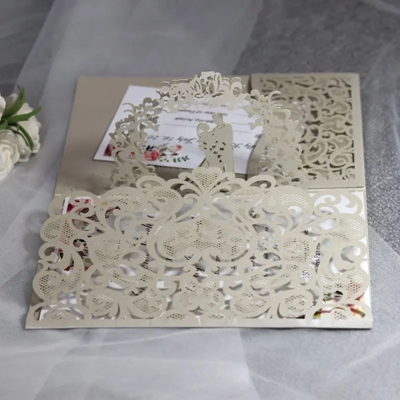  10 Pcs 3D European Style Wedding Invitation Card with Envelope Kits Party Supply - 4.00057E+12