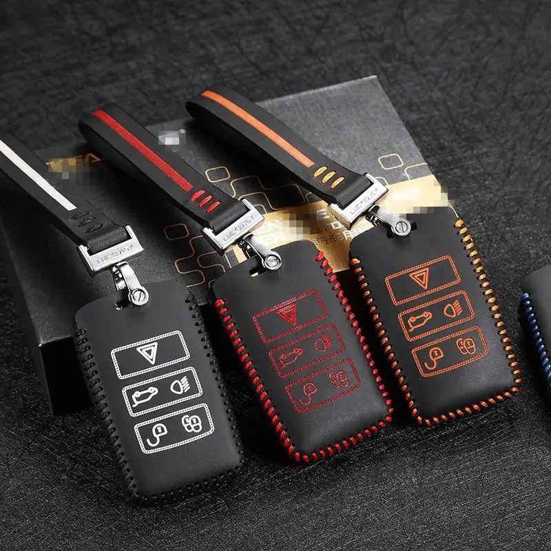 

Key Holder Top Layer Leather key cover 2015-2020 For Range Rover Velar Sport Landrover Discover 5 car key case holder car acce
