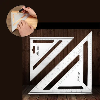 

2pcs/Set Metric 18/30cm Triangle Ruler Aluminum 45-degree Triangle Ruler Metric Measuring Tool 18 + 30cm