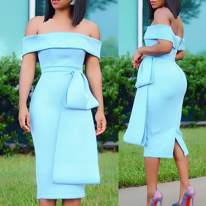 

2019 Slim Off Shoulder Sexy Bodycon Dress Women Date Night Party Dress Clubwear Slim Backless Tunic Elegant Dress