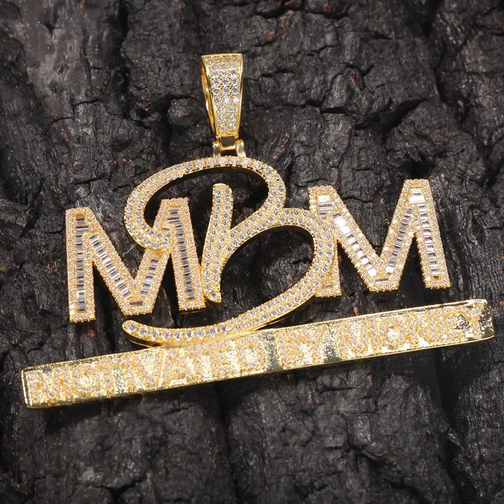 Iced Out буквы MBM кулон Новое поступление AAA циркон 2 цвета мужские Подвески ожерелье