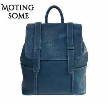 

Causal Style Cowhide Leather Women Backpack Genuine Leather Ladies Backpack Calfskin Solid Color Female Mochila Book Bag 2020