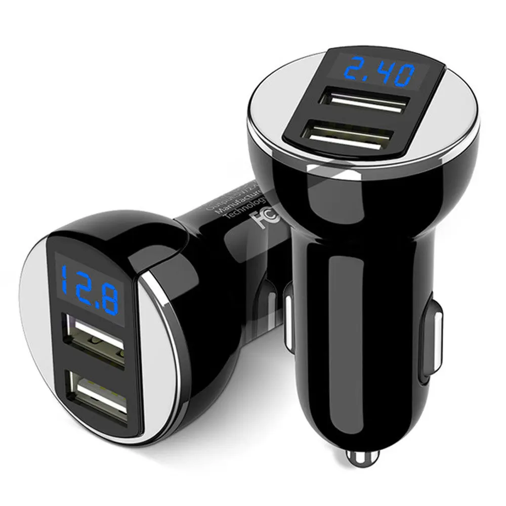 DJSona 5V 2.4A двойной зарядное устройство USB цифровой дисплей Автомобильный аккумулятор напряжение адаптер мобильного телефона для телефона планшета