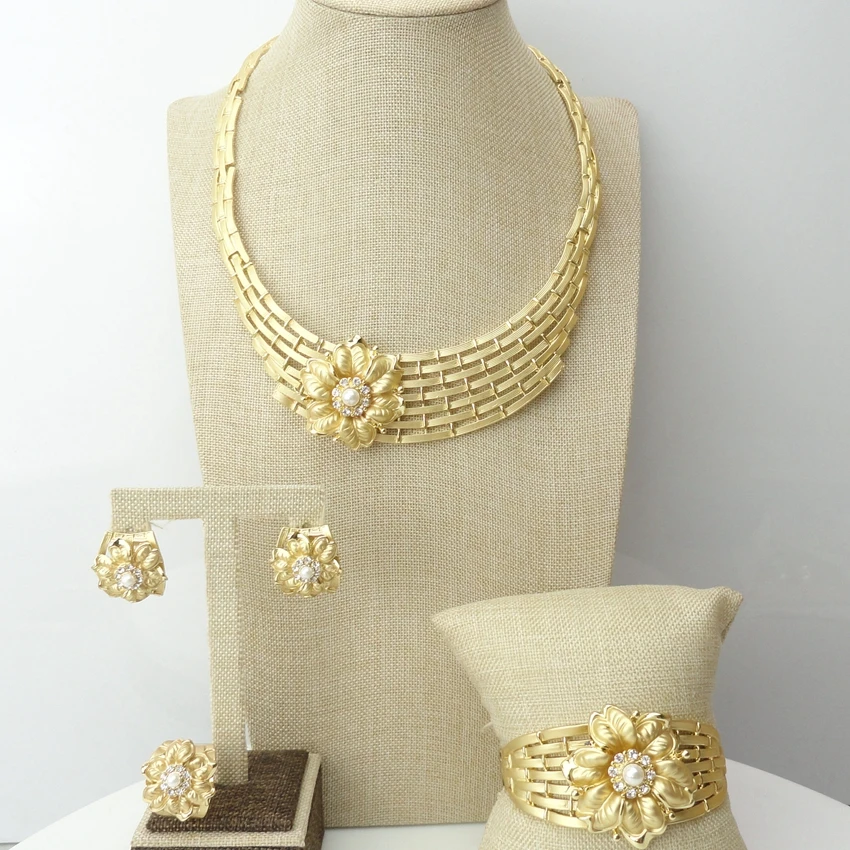 

YUMINGLAI 2019 Elegant Flower Design Dubai Jewelry Set for Women Wedding Bridal Imitation FHK6995