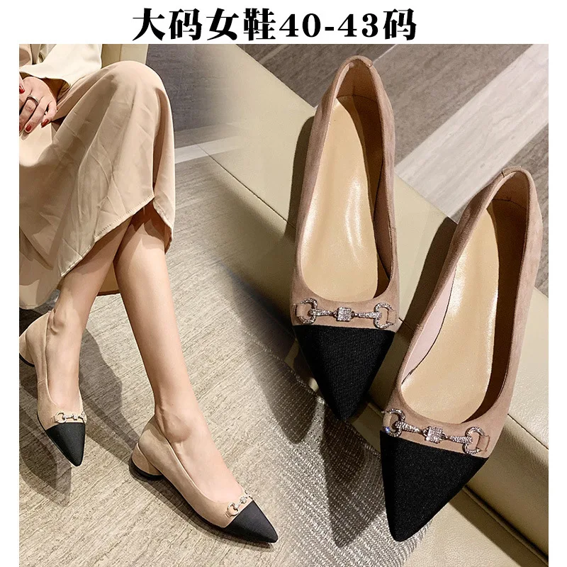 

2020 New Style Spring Small 33 Single Shoes Women's Pointed Toe Large Size 40 Mixed Colors 41 High Heel Shoes 42 Chunky-Heel 43